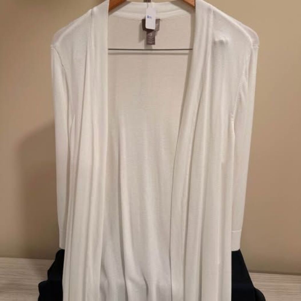 Chico's White Open Front Cardigan, XL